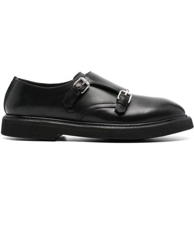 Premiata Double-buckle Leather Monk Shoes - Black