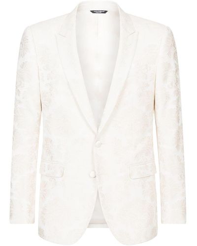 Dolce & Gabbana Martini-fit Floral-jacquard Single-breasted Suit - White
