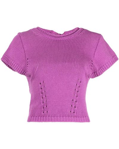 Ulla Johnson Arden Knit Crop Top - Purple