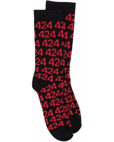424 All-over Logo Print Socks - Black
