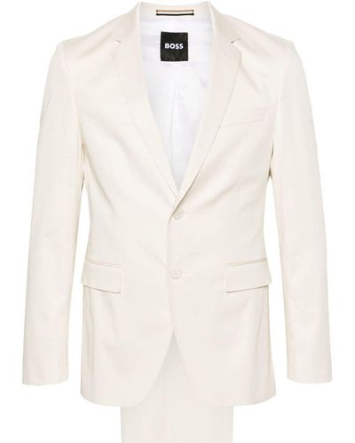 BOSS Notched-lapels Single-breasted Suit - White