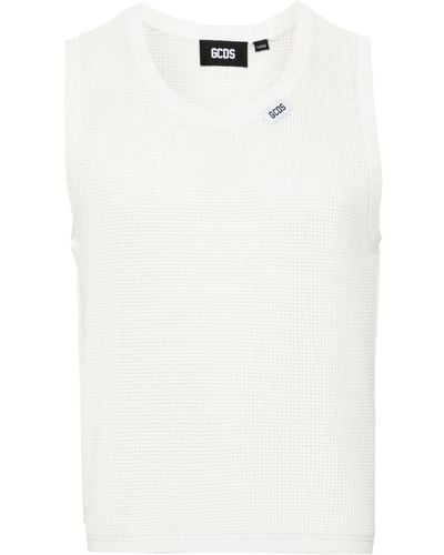 Gcds Waffle-knit Sleeveless Sweater - White