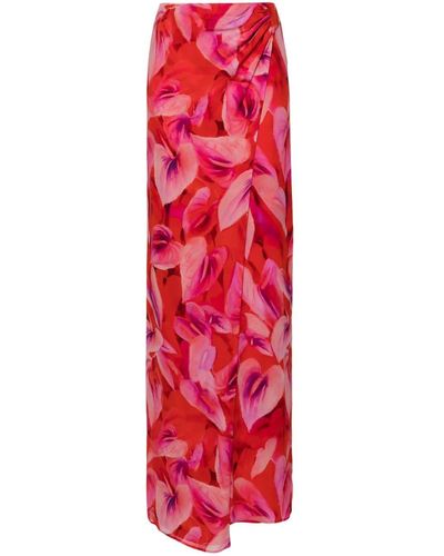 ANDAMANE Phoebe Floral-print Wrap Skirt - Red