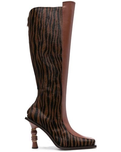 Ahluwalia Chikari 115mm Zebra-print Boots - Brown