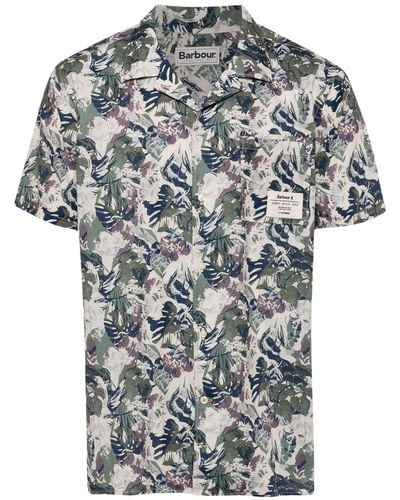 Barbour Botanical-print Cotton Shirt - グレー