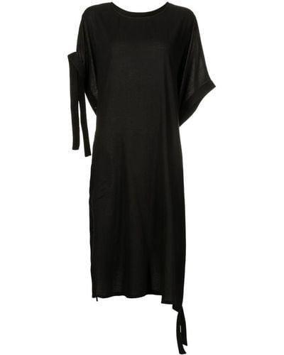 Y's Yohji Yamamoto Buttoned Side-tie Midi Dress - Black