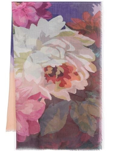Altea Ausgefranster Schal mit Blumen-Print - Lila