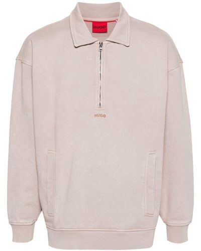 HUGO Logo-rubberised Cotton Sweatshirt - Pink