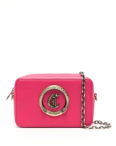 Just Cavalli Handtasche mit Logo-Schild - Pink