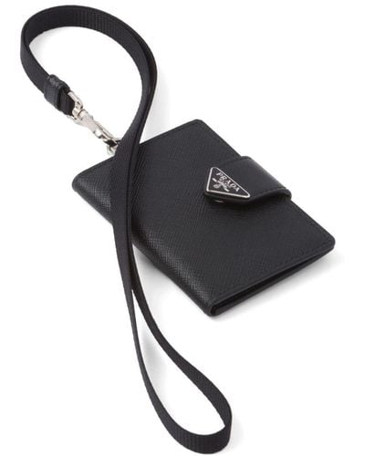 Prada Saffiano And Leather Card Holder - Black