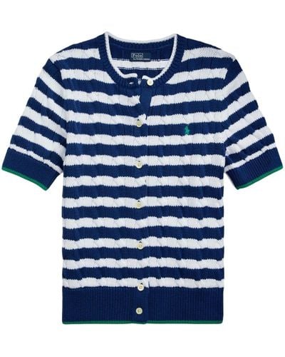 Polo Ralph Lauren Striped Cable-knit Cardigan - Blue