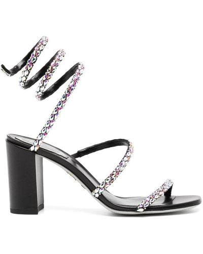 Rene Caovilla Crystal Embellished Strappy Sandals - Metallic