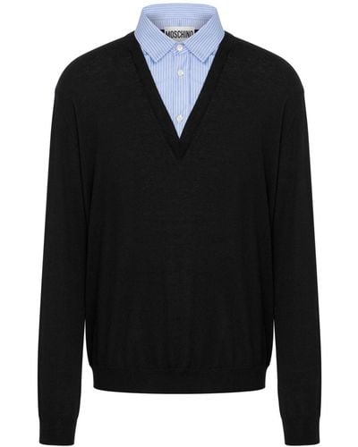 Moschino Logo-print Layered Sweater - Black
