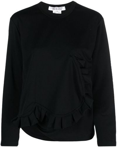 Comme des Garçons Ruffled-trim Panelled T-shirt - Black