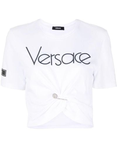 Versace セーフティピン クロップドtシャツ - ホワイト