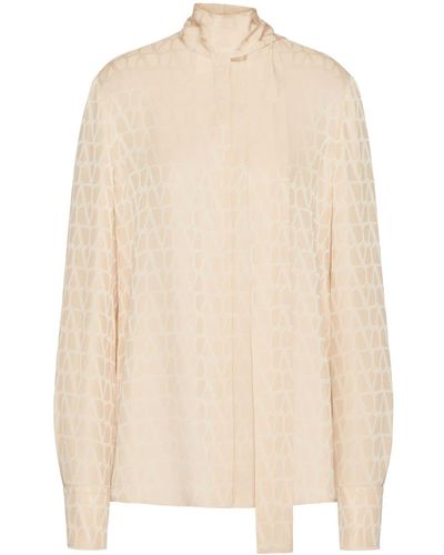 Valentino Garavani Blouse Met Jacquard - Naturel