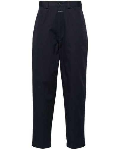 Closed Tapered-leg Twill Trousers - Blue