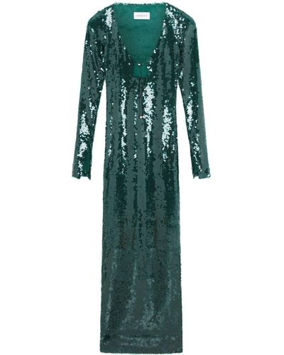 16Arlington Sequin-embellished Long-sleeve Maxi Dress - Green