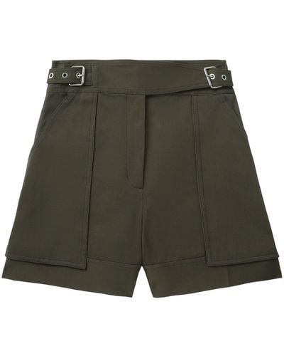 3.1 Phillip Lim Belted-waist Cotton Shorts - Green