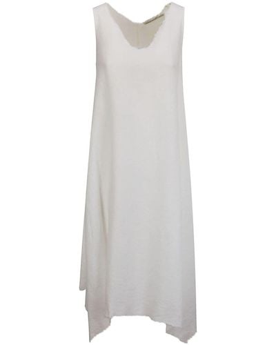 Stefano Mortari Frayed-detail Linen Dress - White
