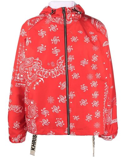 Khrisjoy Paisley-embroidery Hooded Jacket - Red