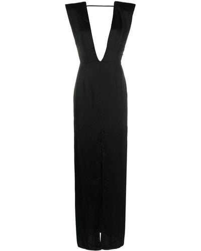 Maison Close V-neck Satin-weave Dress - Black