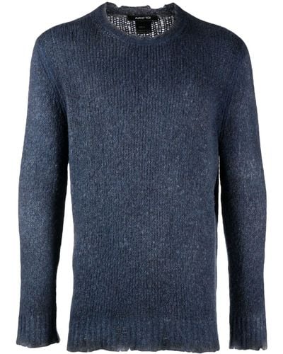 Avant Toi Distressed Long-sleeve Sweater - Blue
