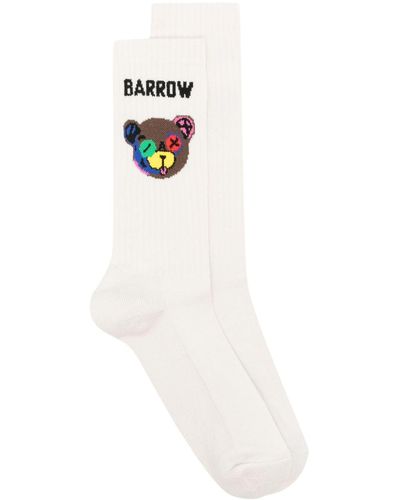 Barrow Bear-motif Ankle Socks - White