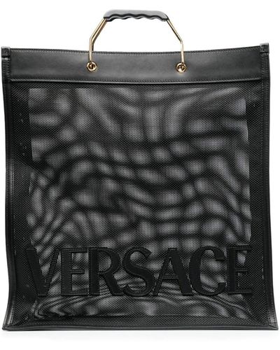 Versace Shopper mit Logo-Applikation - Schwarz