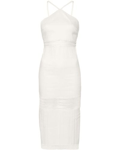 Patrizia Pepe Lace-panels Halterneck Midi Dress - White