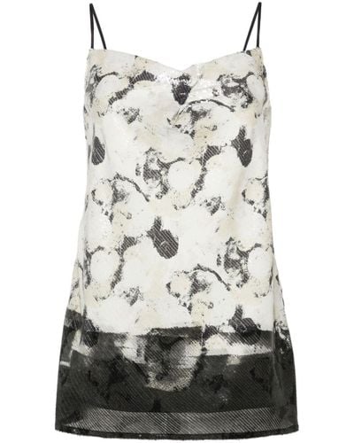 Aviu Abstract-print sequinned tank top - Gris