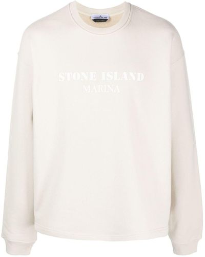 Stone Island Sweatshirt mit Logo-Print - Weiß