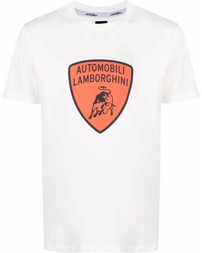 Automobili Lamborghini T-shirt Met Logoprint - Wit