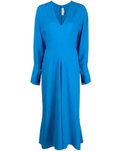 Victoria Beckham Vネック ドレス - ブルー