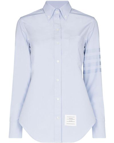 Thom Browne Logo Patch Buttoned Shirt - Blue