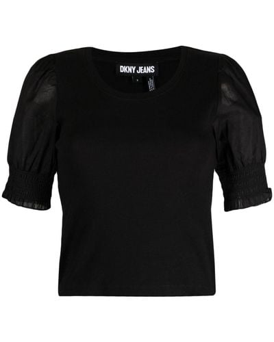 DKNY Round-neck Short-sleeve Top - Black