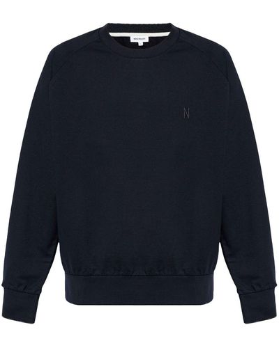Norse Projects Logo-embroidered Cotton Sweatshirt - Blue