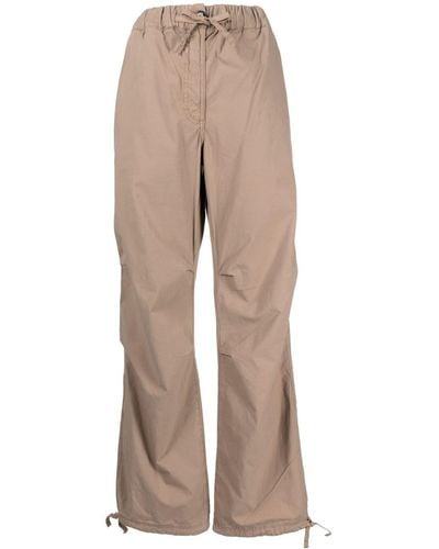 Ganni Washed Corduroy Straight-leg Trousers - Natural