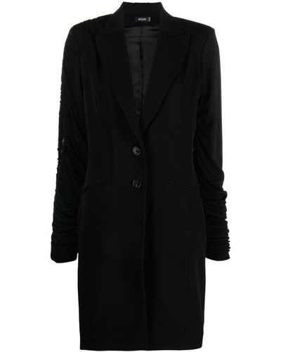 Atlein Ruched-sleeve Wool Blazer Dress - Black