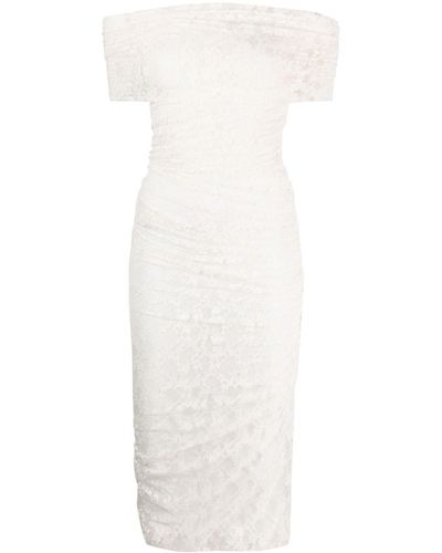 Philosophy Di Lorenzo Serafini Floral-lace Off-shoulder Midi Dress - White