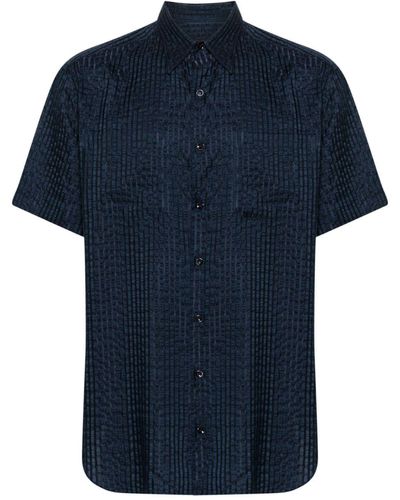 Giorgio Armani Short-sleeve Textured Shirt - Blue