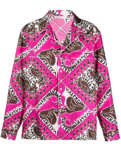Valentino Garavani Seidenhemd mit Logo-Print - Pink