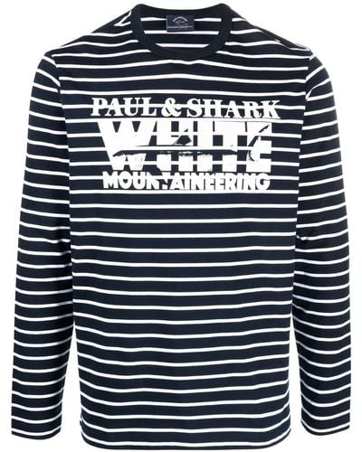 Paul & Shark Logo-print Striped T-shirt - Blue
