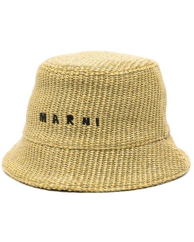 Marni Sombrero de verano con logo bordado - Metálico