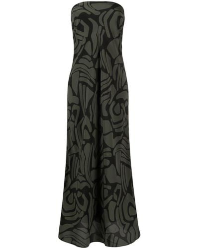 Matteau Bias-cut Patterned Column Dress - Black