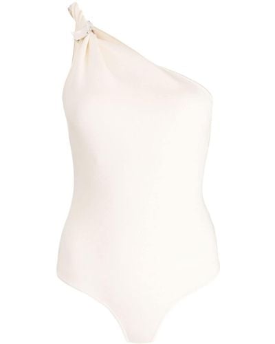 Galvan London Leticia Ring-embellished One-shoulder Bodysuit - White