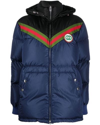 Gucci Logo-patch Padded Coat - Blue
