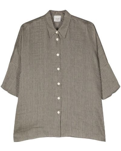 Alysi Striped Half-sleeved Shirt - Grey