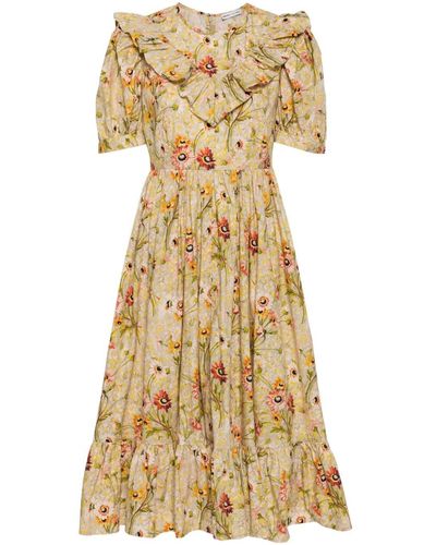 BATSHEVA X Laura Ashley May Floral-print Midi Dress - Metallic