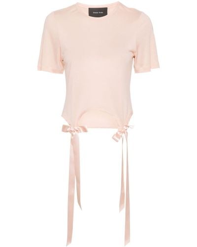 Simone Rocha Bow-Detailing Cotton T-Shirt - Pink